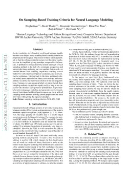 On Sampling-Based Training Criteria for Neural Language Modeling