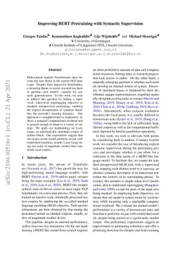 Improving BERT Pretraining with Syntactic Supervision