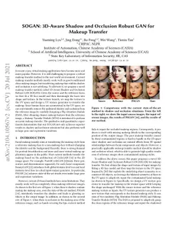 SOGAN: 3D-Aware Shadow and Occlusion Robust GAN for Makeup Transfer