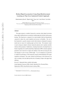 Robust Biped Locomotion Using Deep Reinforcement Learning on Top of an
  Analytical Control Approach