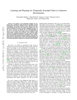 Learning and Planning for Temporally Extended Tasks in Unknown
  Environments