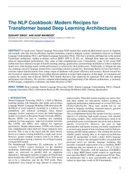 The NLP Cookbook: Modern Recipes for Transformer based Deep Learning
  Architectures