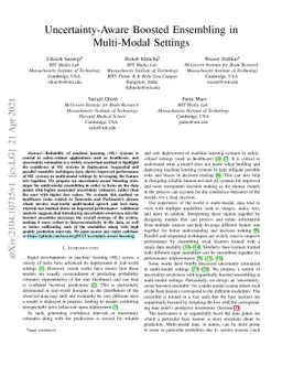 Uncertainty-Aware Boosted Ensembling in Multi-Modal Settings