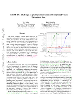NTIRE 2021 Challenge on Quality Enhancement of Compressed Video: Dataset
  and Study