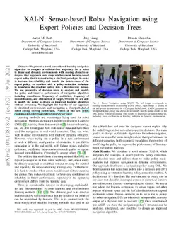 XAI-N: Sensor-based Robot Navigation using Expert Policies and Decision
  Trees