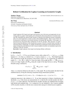 Robust Certification for Laplace Learning on Geometric Graphs