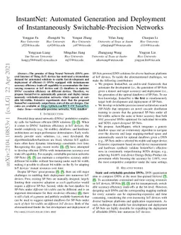 InstantNet: Automated Generation and Deployment of Instantaneously Switchable-Precision Networks
