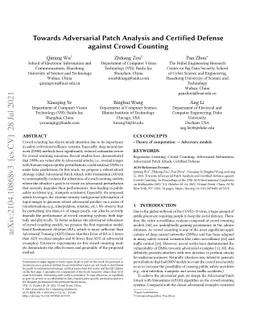 Towards Adversarial Patch Analysis and Certified Defense against Crowd
  Counting