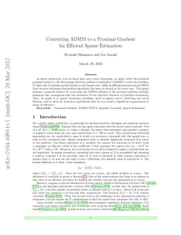 Converting ADMM to a Proximal Gradient for Efficient Sparse Estimation