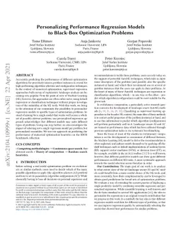 Personalizing Performance Regression Models to Black-Box Optimization
  Problems