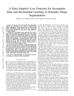 A Data-Adaptive Loss Function for Incomplete Data and Incremental
  Learning in Semantic Image Segmentation