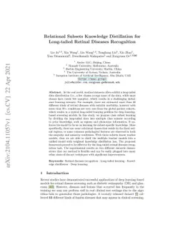 Relational Subsets Knowledge Distillation for Long-tailed Retinal
  Diseases Recognition