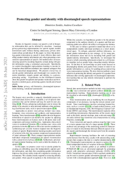 Protecting gender and identity with disentangled speech representations