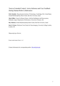 Trust as Extended Control: Active Inference and User Feedback During
  Human-Robot Collaboration