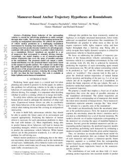 Maneuver-based Anchor Trajectory Hypotheses at Roundabouts