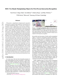 H2O: Two Hands Manipulating Objects for First Person Interaction
  Recognition