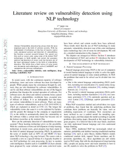 Literature review on vulnerability detection using NLP technology