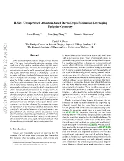 H-Net: Unsupervised Attention-based Stereo Depth Estimation Leveraging
  Epipolar Geometry