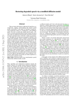 Restoring degraded speech via a modified diffusion model