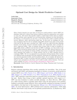 Optimal Cost Design for Model Predictive Control