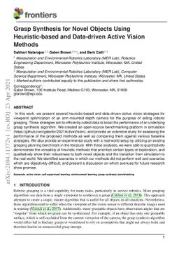 Grasp Synthesis for Novel Objects Using Heuristic-based and Data-driven
  Active Vision Methods