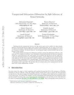 Unsupervised Information Obfuscation for Split Inference of Neural
  Networks