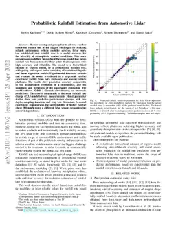 Probabilistic Rainfall Estimation from Automotive Lidar