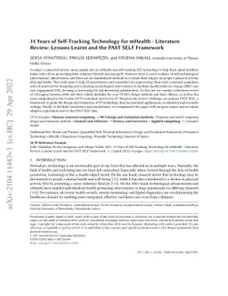 14 Years of Self-Tracking Technology for mHealth -- Literature Review:
  Lessons Learnt and the PAST SELF Framework