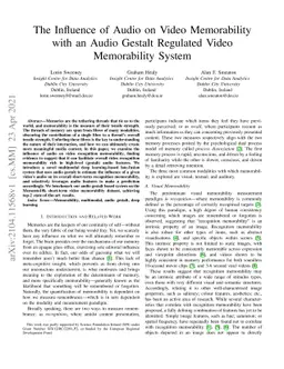 The Influence of Audio on Video Memorability with an Audio Gestalt
  Regulated Video Memorability System