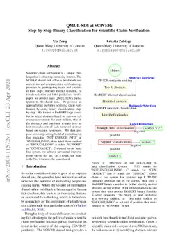QMUL-SDS at SCIVER: Step-by-Step Binary Classification for Scientific
  Claim Verification