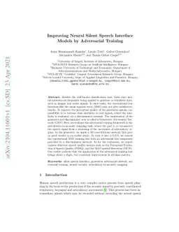 Improving Neural Silent Speech Interface Models by Adversarial Training