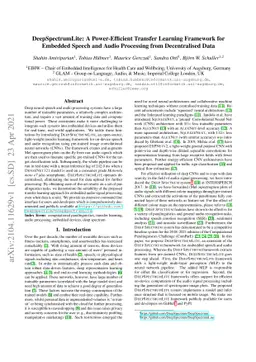 DeepSpectrumLite: A Power-Efficient Transfer Learning Framework for
  Embedded Speech and Audio Processing from Decentralised Data