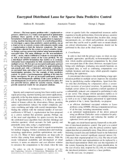 Encrypted Distributed Lasso for Sparse Data Predictive Control