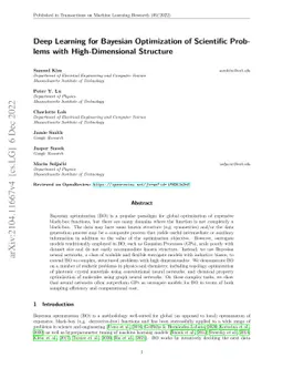 Deep Learning for Bayesian Optimization of Scientific Problems with
  High-Dimensional Structure