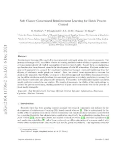 Safe Chance Constrained Reinforcement Learning for Batch Process Control