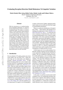 Evaluating Deception Detection Model Robustness To Linguistic Variation