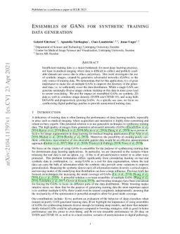 Ensembles of GANs for synthetic training data generation