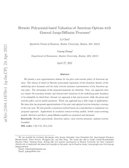 Hermite Polynomial-based Valuation of American Options with General
  Jump-Diffusion Processes