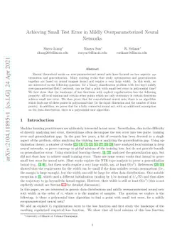 Achieving Small Test Error in Mildly Overparameterized Neural Networks