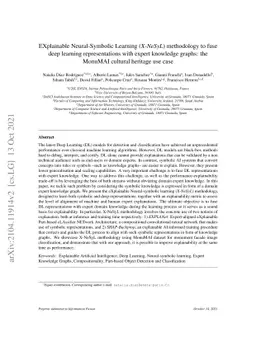 EXplainable Neural-Symbolic Learning (X-NeSyL) methodology to fuse deep
  learning representations with expert knowledge graphs: the MonuMAI cultural
  heritage use case