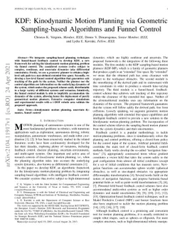 KDF: Kinodynamic Motion Planning via Geometric Sampling-based Algorithms
  and Funnel Control