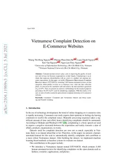 Vietnamese Complaint Detection on E-Commerce Websites