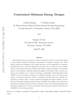 Constrained Minimum Energy Designs