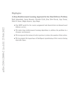 A Deep Reinforcement Learning Approach for the Meal Delivery Problem