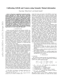 Calibrating LiDAR and Camera using Semantic Mutual information