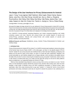The Design of the User Interfaces for Privacy Enhancements for Android
