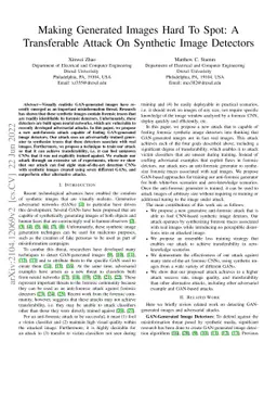 Making Generated Images Hard To Spot: A Transferable Attack On Synthetic
  Image Detectors