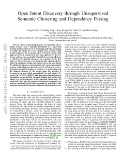 Open Intent Discovery through Unsupervised Semantic Clustering and
  Dependency Parsing