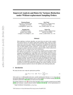 Improved Analysis and Rates for Variance Reduction under
  Without-replacement Sampling Orders