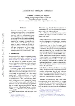 Automatic Post-Editing for Vietnamese